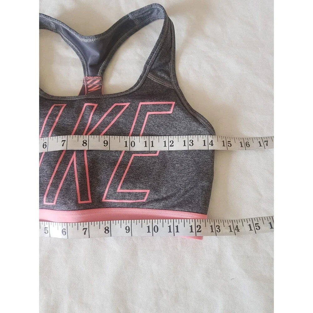 Nike Womens Sports Bra Sz Medium Crop Top Logo Workout Activewear Gym Running